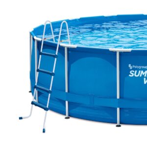 Summer Waves P54520000 52 Inch SureStep 4 Step Heavy Duty Steel Outdoor Above Ground Swimming Pool Ladder, Blue