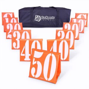 GoSports Football 12.5 Inch Field Anchorless Weather Resistant Weighted Self Standing Yard Line Number Markers, Set of 11, Orange