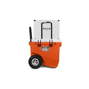 RovR RollR Portable Rolling Outdoor Insulated Cooler with Wheels for Camping, Beach, Picnics, 45 Quart, Orange