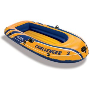 Intex Challenger 2 Inflatable Raft Set & 2 Transom Mount 8 Speed Trolling Motors