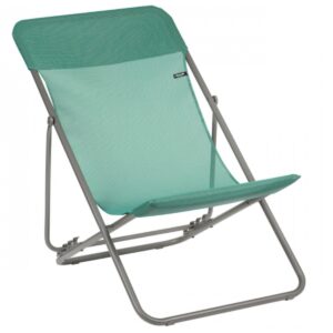 Lafuma Maxi Transat 4 Position Recline, Lockable Angle Folding Outdoor Camping Steel Batyline Mesh Sling Lounge Chair, Chlorophyll (2 Pack)