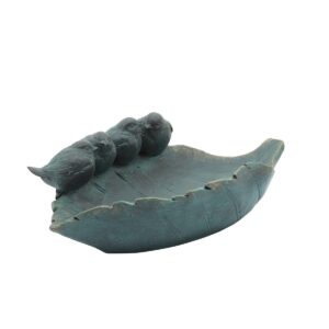 13" Resin Four Birds on Leaf Feeder Gray - Sagebrook Home