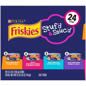 Purina Friskies Stuf'd & Sauc'd with Chicken, Tuna, Salmon & Turkey Wet Cat Food - 5.5oz/24ct Variety Pack