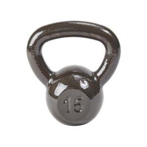 Everyday Essentials 15 Pound Full Body Fitness Exercise Strength Training Free Weight Kettlebell Weight Equipment for Home and Gym Workouts