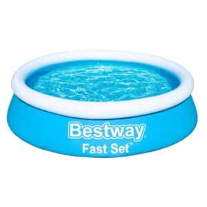 Bestway 57392E Fast Set Up 6 Foot x 20 Inch Outdoor Inflatable Round Above Ground Backyard Compact Swimming Pool for Kids and Adults Family, Blue