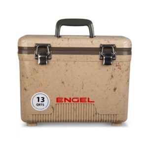 Engel 13 Quart Lightweight Fishing Dry Box Cooler with Shoulder Strap, Grassland