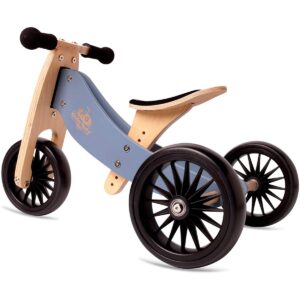 Kinderfeets Children's Riding Toy Bundle with Black Adjustable Sport Toddler/Kids Bike Helmet and Tiny Tot PLUS 2-in-1 Balance Bike and Tricycle, Blue