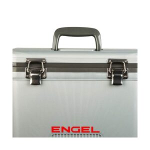 Engel 13 Quart Compact Durable Ultimate Leak Proof Outdoor Dry Box Cooler in Silver with Stain and Odor-Resistant Surface for 18 Cans or 12 lbs of Ice