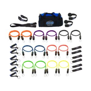 Bodylastics BLSET211 Mega High Quality Full Body Exercise 31 Piece Equipment Set with Anti Snap Weight Resistance Bands, Handles, and Anchors
