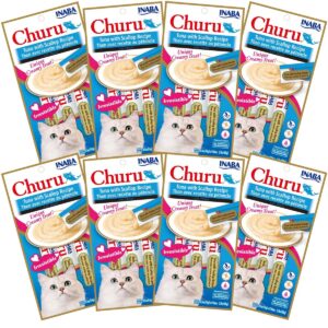 Inaba Churu Grain Free Wet Cat Food Treat Tuna with Scallop Recipe Cat Treats - 0.5oz/32ct Pack