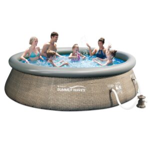 Summer Waves 14ft x 36in Quick Set Above Ground Inflatable Outdoor Swimming Pool with Filter Pump, Ladder, and Filter Cartridge