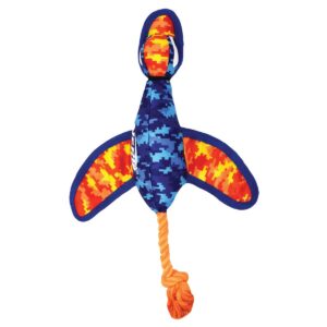 NERF Nylon Digital Camo Crinkle Wing Launching Duck Dog Toy - Orange/Blue - 16.5"