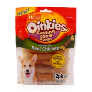 Oinkies Lasting Chew Bones Chicken Dog Treats - 12ct