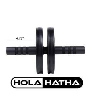 HolaHatha Exercise Fitness Abdominal Core Building Workout Double Non Slip Ab Roller Wheel Equipment w/ Foam Grips for Home Gym, Ab Strength & Toning