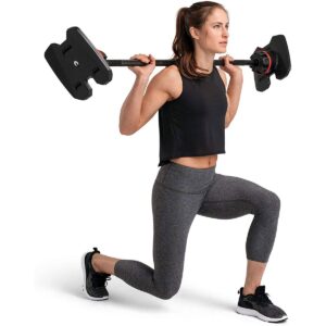Bowflex SelectTech Adjustable Full Body Strength System Barbell and Curl Bar Bundle with Full Body Strength System Barbell Stand and Media Rack