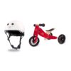 Kinderfeets White Adjustable Toddler and Kids Bike Helmet Bundle with Kinderfeets Cherry Red Tiny Tot PLUS 2-in-1 Balance Trike Tricycle