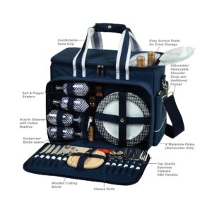 Picnic at Ascot- Ultimate Insulated Picnic Cooler with Service for 4 - Navy