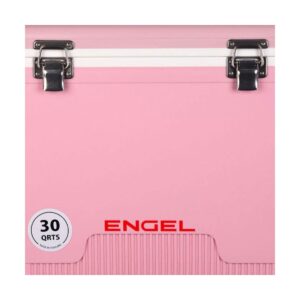 Engel 30-Quart 48 Can Portable Leak-Proof Compact Lightweight Insulated Airtight Hard Drybox Cooler for Fishing, Hunting, and Camping, Pink