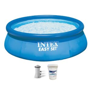 Intex 28131EH 12ft x 30in Easy Set Above Ground Inflatable Kid Swimming Pool with 530 GPH Filter Pump and 3 Inch Chlorine Tabs, 50 lbs