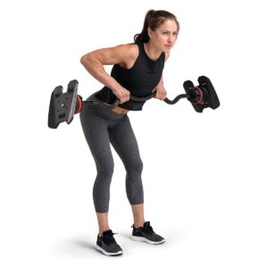 Bowflex SelectTech Adjustable Full Body Strength System Barbell and Curl Bar Bundle with Full Body Strength System Barbell Stand and Media Rack