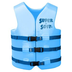 TRC Recreation Super Soft Vinyl Coated Foam USCG Type III PFD Adult Water Safety Life Jacket Vest, Blue, Medium
