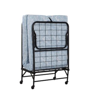 Twin 4" Mattress with Folding Metal Guest Bed Black - Room & Joy