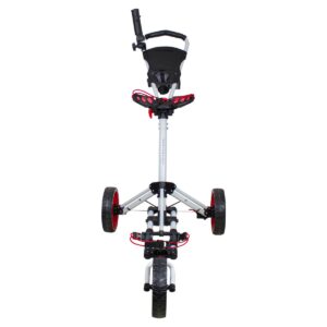 Northlight 48" White and Red Easy Folding 3 Wheel Golf Bag Push Cart