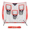 GoSports 6 X 6 Foot Foldable Reinforced Steel Bow Frame 3 Pocket Quarterback Accuracy Football Training Net with Portable Carrying Bag