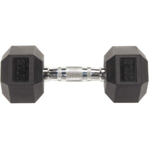 Sporzon Exercise Equipment Rubber Encased Pair of Hexagon Handheld Weight Dumbbells with Contoured Non Slip Handles for Home Fitness, 20 Pounds
