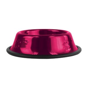 Platinum Pets Embossed Non-Tip Cat/Dog Bowl - Raspberry Pop - .75 Cup