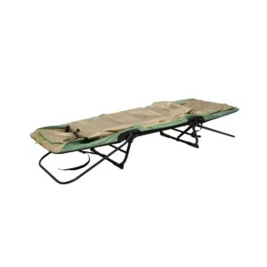 Kamp-Rite Original Portable Durable Cot, Converts into Cot, Chair, or Tent w/ Easy Setup, Waterproof Rainfly & Carry Bag Included, Green/Tan