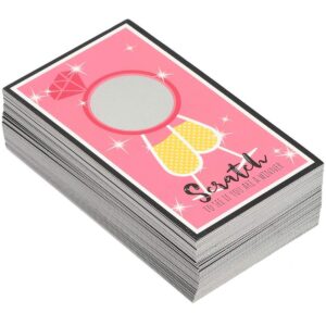 Paper Junkie 60-Pack Scratch Off Card Bridal Shower Games, Bachelorette Party Engaging Game Cards, Ring & Champagne Glasses Design in Pink