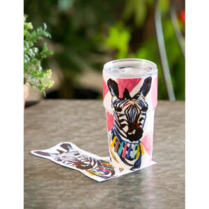 Evergreen Flag Double Wall Ceramic Companion Cup with Tritan Lid, 13 OZ, Safari Brush