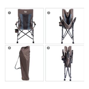 Timber Ridge Indoor Outdoor Portable Lightweight Folding Camping High Back Lounge Chair w/ Cup Holder & Carry Bag for Hiking, Beach, and Patio, Earth