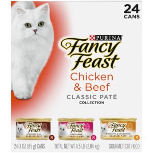 Purina Fancy Feast Classic Paté Gourmet Wet Cat Food Chicken & Beef - 3oz/24ct Variety Pack