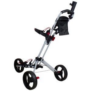 Northlight 48" White and Black Easy Folding 3 Wheel Golf Bag Push Cart