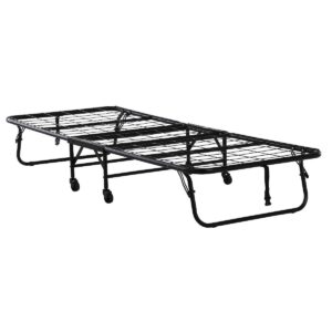 Twin 4" Mattress with Folding Metal Guest Bed Black - Room & Joy