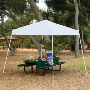 Z-Shade 10 x 10 Foot Angled Leg Instant Shade Outdoor Canopy Tent Portable Shelter with Durable Steel Frame and Carrying Bag, White