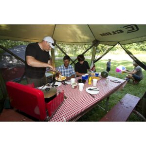 CLAM Quick-Set Escape Sport 11.5 x 11.5 Foot Portable Pop Up Outdoor Tailgating Screen Tent 6 Sided Canopy Shelter w/ Stakes & Carry Bag, Blue