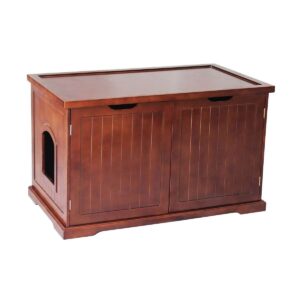 Merry Products Decorative Bench with Enclosed Cat Litter Washroom Box, Walnut