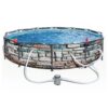 Bestway 56817E 12' x 30" Steel Pro Max Round Above Ground Swimming Pool Kit with Filter Pump and Filter, Stone Print