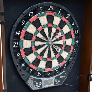 Hathaway Brookline Electronic Dartboard Cabinet Set - Walnut