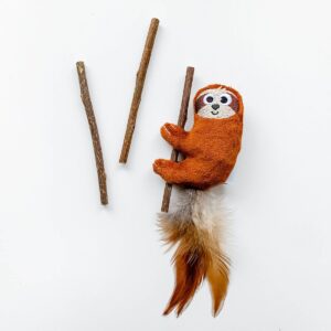 Quirky Kitty Silvervine Stick Sloth Cat Toy - Brown
