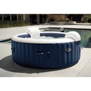 Intex 28405E PureSpa 58" x 28" 4 Person Home Outdoor Inflatable Portable Heated Round Hot Tub Spa with 120 Bubble Jets, and Built in Heat Pump, Blue