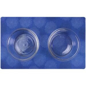 Drymate Dog and Cat Feeding Placemat - Floral Blue