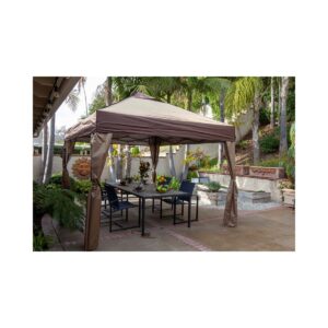Z- Shade 12 x 12 Foot Lawn, Garden, and Outdoor Event Portable Canopy Tent with Stylish Skirts, Rolling Bag, and Reliable Stake Kit, Tan