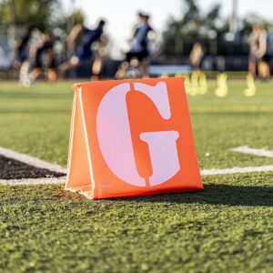 GoSports Football 12.5 Inch Field Anchorless Weather Resistant Weighted Self Standing Yard Line Number Markers, Set of 11, Orange