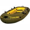 Airhead Angler Bay 4 Person Capacity Inflatable Outdoor Sport Water Fishing Boat Lake Pond Raft Float, Green