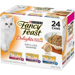 Purina Fancy Feast Delights with Cheddar Grilled Collection Gourmet Wet Cat Food - 3oz/24ct Variety Pack