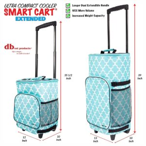 dbest products Ultra Compact Extended Insulated 45 Can Smart Cart Rolling Cooler with Heavy Duty Wheels and Telescoping Handle, Blue Moroccan Tile
